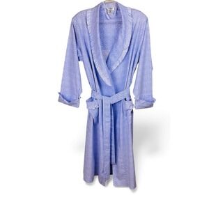 Cypress Vintage Poplin Egyptian Cotton Blue Floral House Robe Women's Sz M Comfy